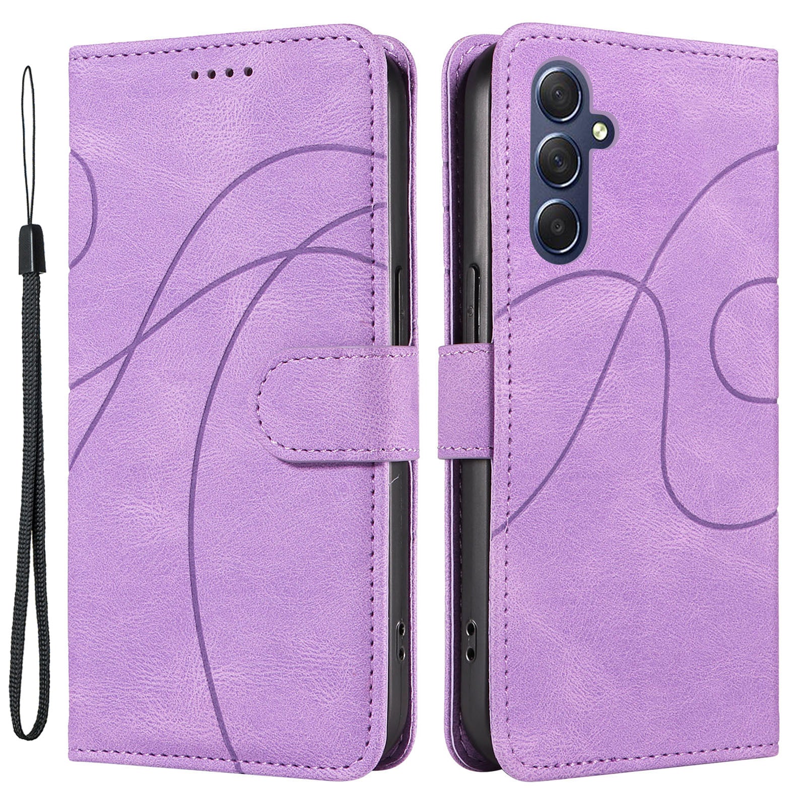 For Samsung Galaxy M54 5G F54 5G PU Leather Stand Cover Lines Imprint Wallet Phone Case For Samsung Galaxy M54 5G F54 5G PU Leather Stand Cover Lines Imprint Wallet Phone Case